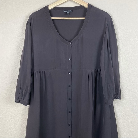 Eileen Fisher 100% Silk Brown Tunic Size XS - Picture 6 of 9